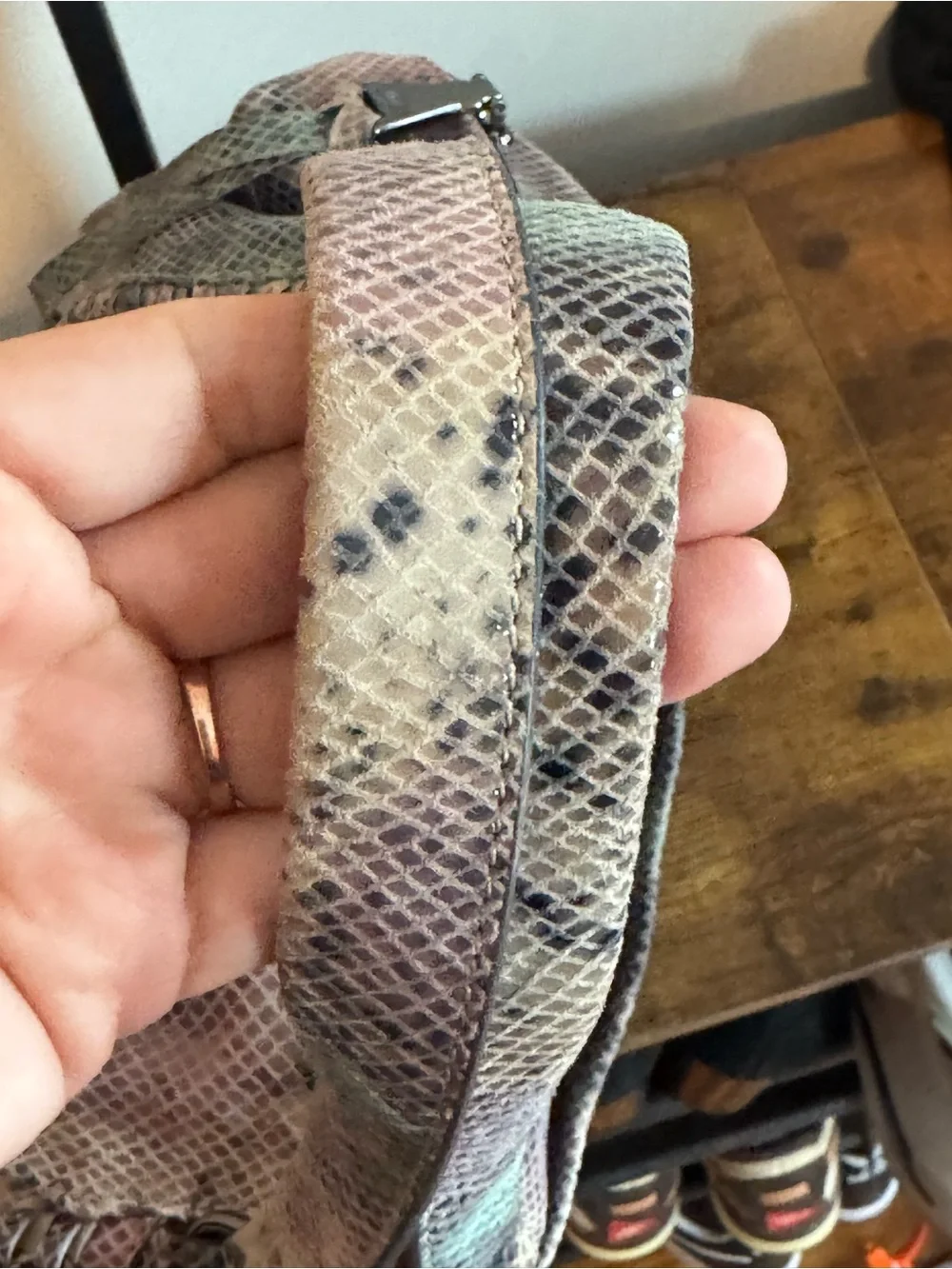 Aimee Kestenberg Tamitha Satchel Multi-Color Snake-Print Tote Bag Top Handles